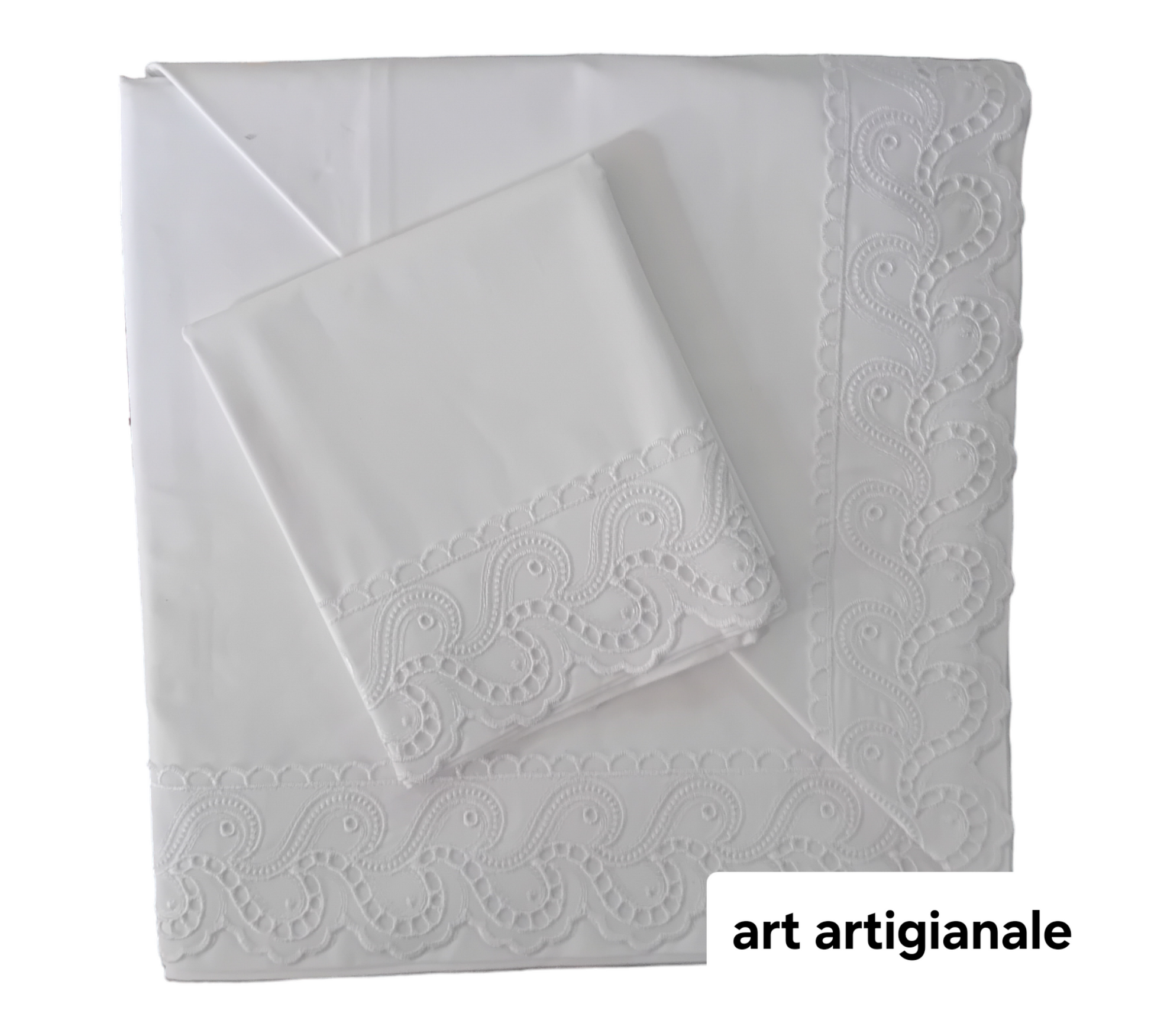 Completo letto in cotone con pizzo San Gallo – Linea Roma