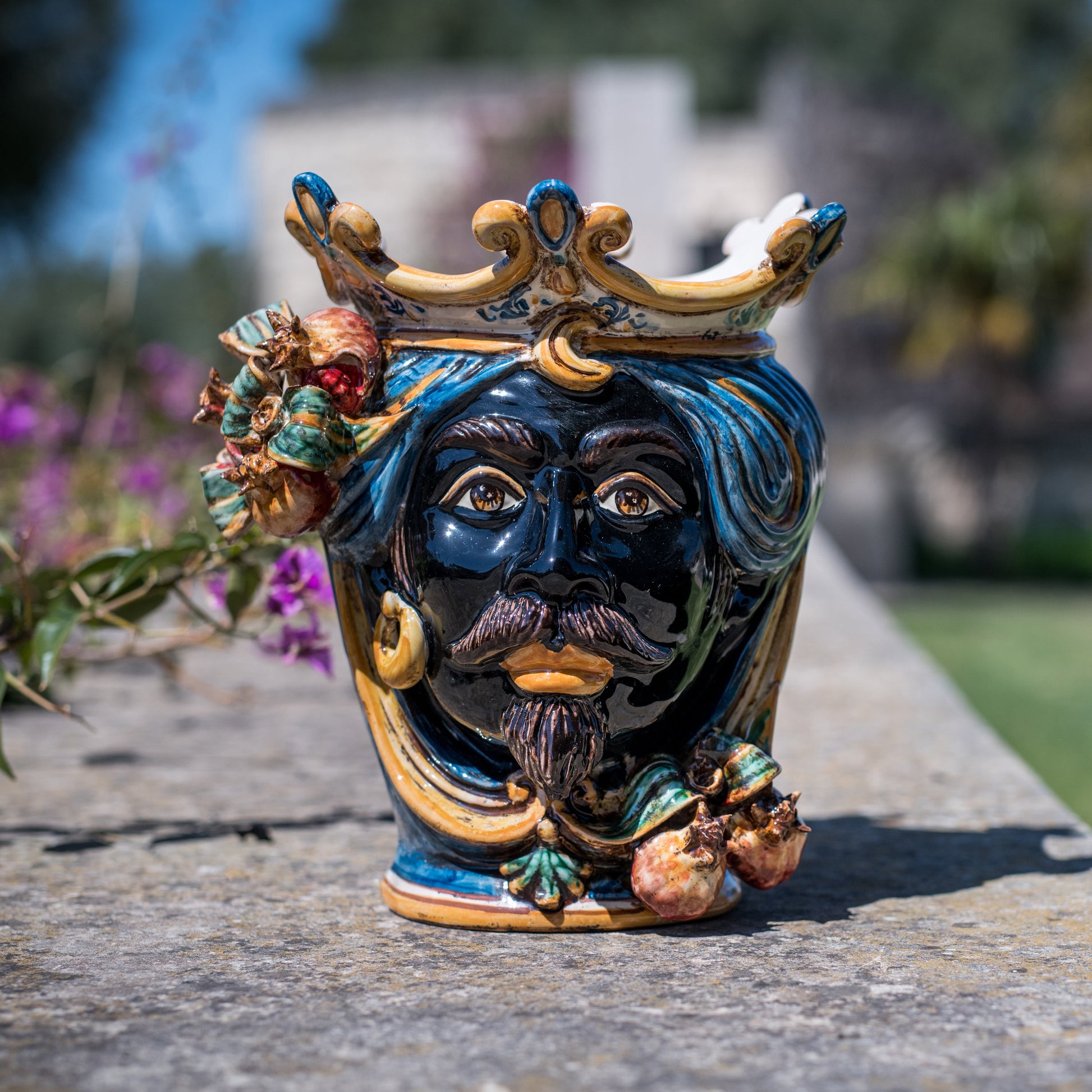 Testa h 25 melograni blu e arancio maschio moro