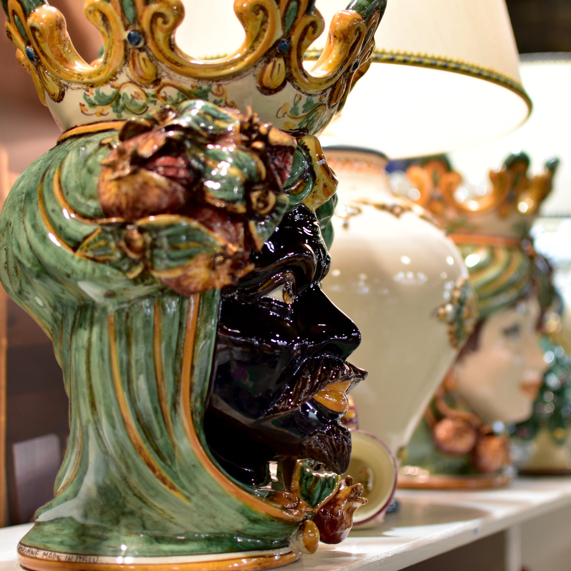 Testa h 40 melograno verde/arancio maschio moro