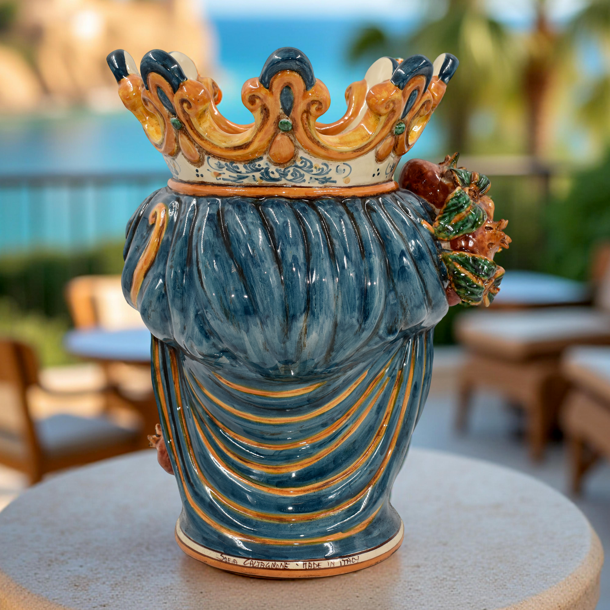 Testa h 40 melograni blu e arancio maschio moro