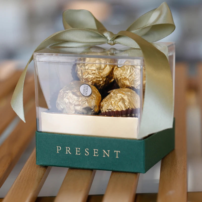 Caja de Regalo de Acrílico con Cinta Transparente.