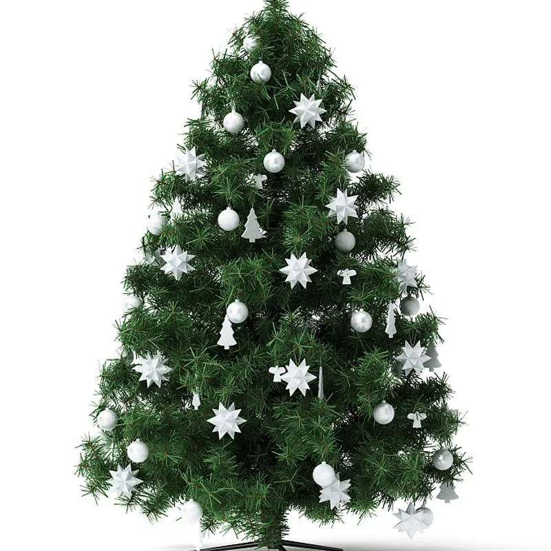 Adorno de bolas navideñas de plástico en caja, en colores rosa y dorado surtidos.