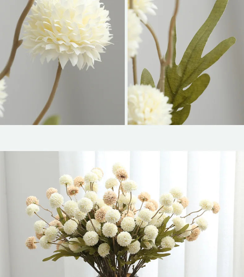 Fiore artificiale di tarassaco, piccola palla di spine, decorazione per matrimoni o casa