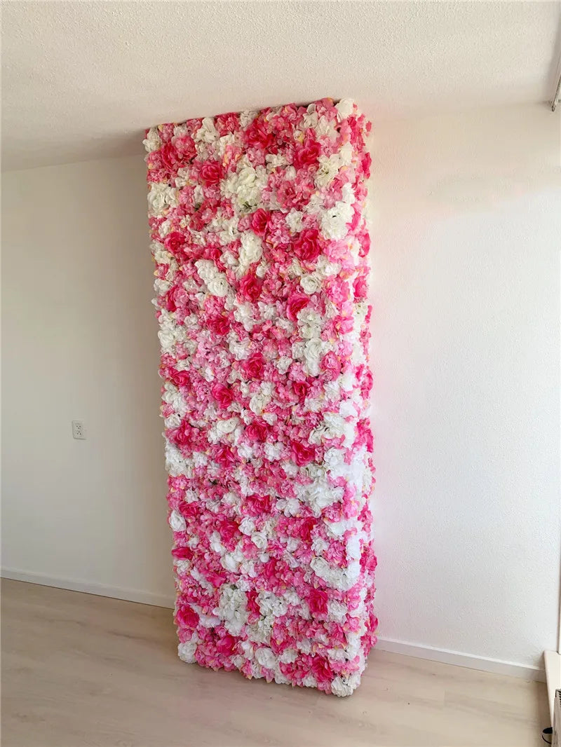 Sfondo decorativo per pareti con fiori artificiali di rose di seta rosa