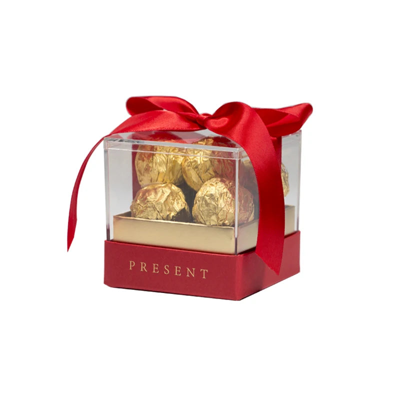 Caja de Regalo de Acrílico con Cinta Transparente.