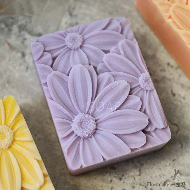 Elegant Sunflower Soap Mold 3D Rectangler