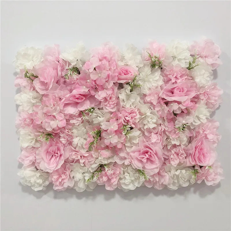 Sfondo decorativo per pareti con fiori artificiali di rose di seta rosa