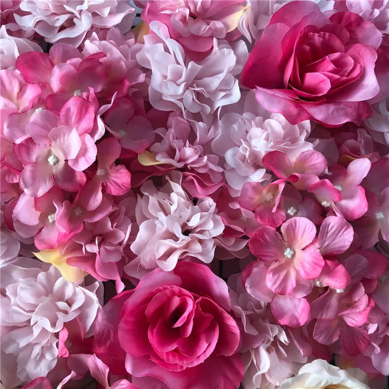 Sfondo decorativo per pareti con fiori artificiali di rose di seta rosa