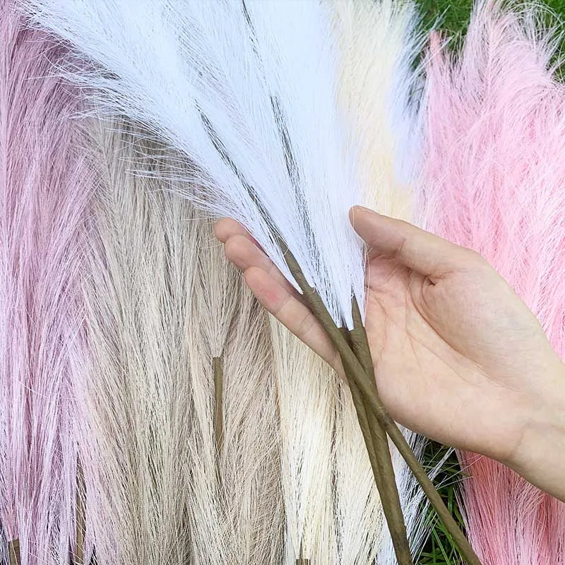 Erba di pampa artificiale, fiori secchi, 5 pezzi da 100 cm