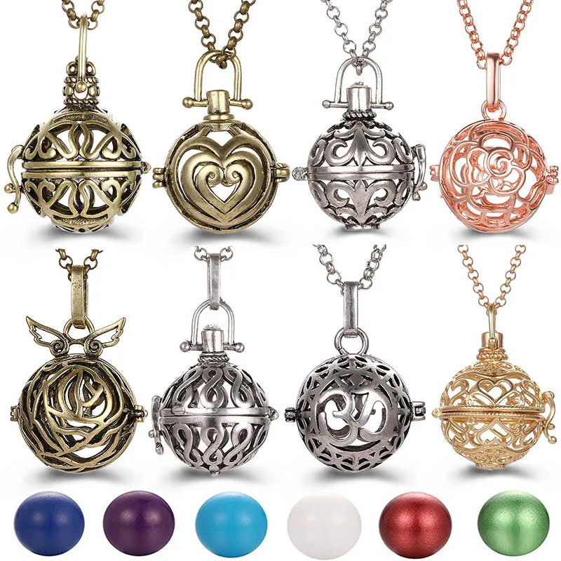 Collana con medaglione con campanellino musicale e chiamata a sfera degli angeli, collana vintage per la gravidanza.