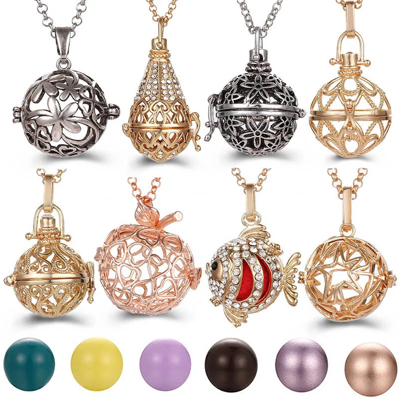 Collana con medaglione con campanellino musicale e chiamata a sfera degli angeli, collana vintage per la gravidanza.