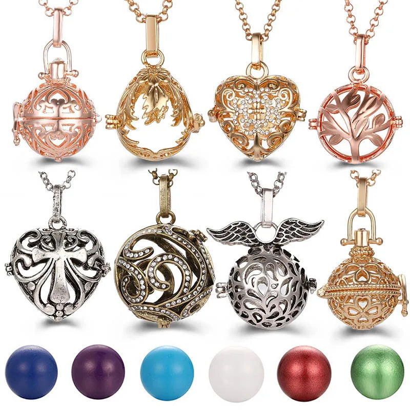 Collana con medaglione con campanellino musicale e chiamata a sfera degli angeli, collana vintage per la gravidanza.