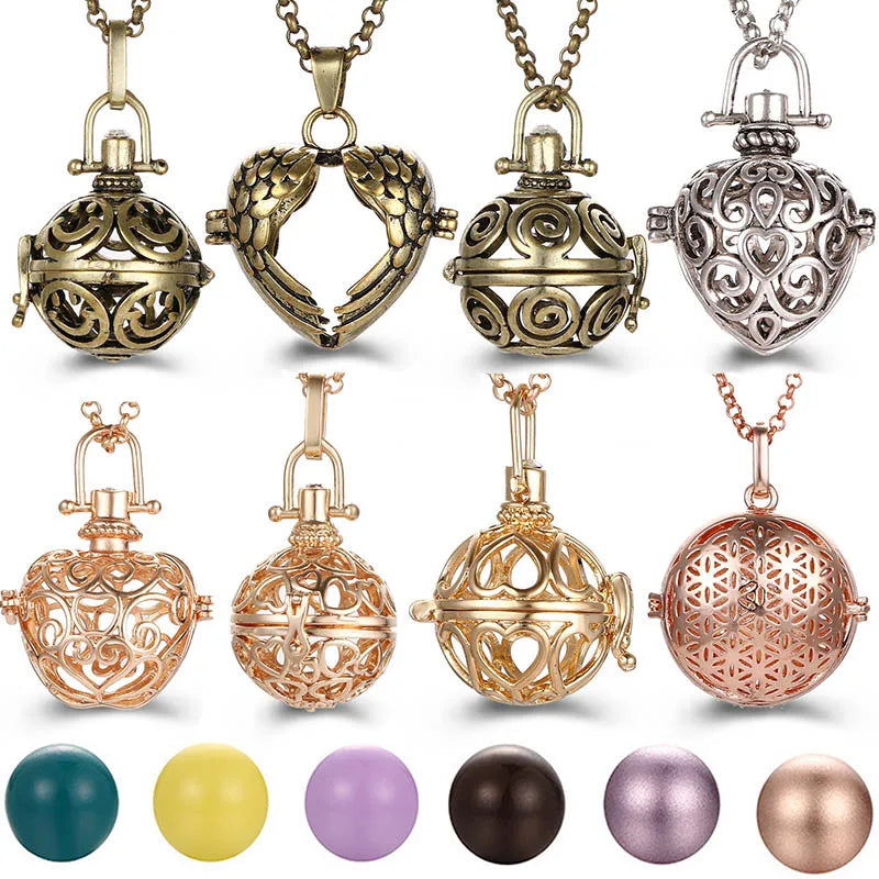 Collana con medaglione con campanellino musicale e chiamata a sfera degli angeli, collana vintage per la gravidanza.