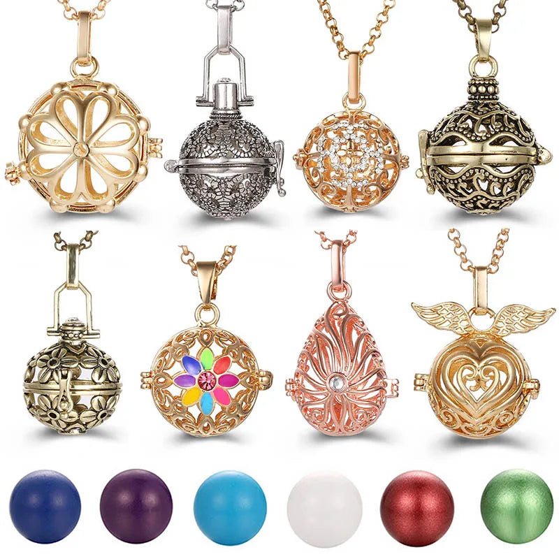 Collana con medaglione con campanellino musicale e chiamata a sfera degli angeli, collana vintage per la gravidanza.