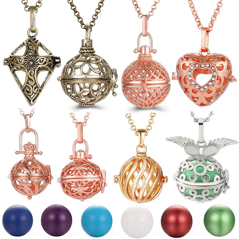 Collana con medaglione con campanellino musicale e chiamata a sfera degli angeli, collana vintage per la gravidanza.