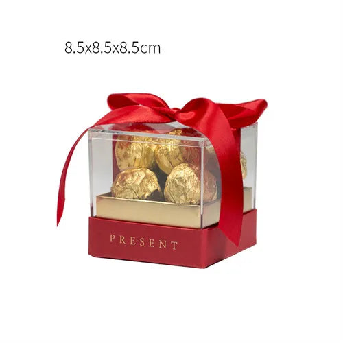 Caja de Regalo de Acrílico con Cinta Transparente.