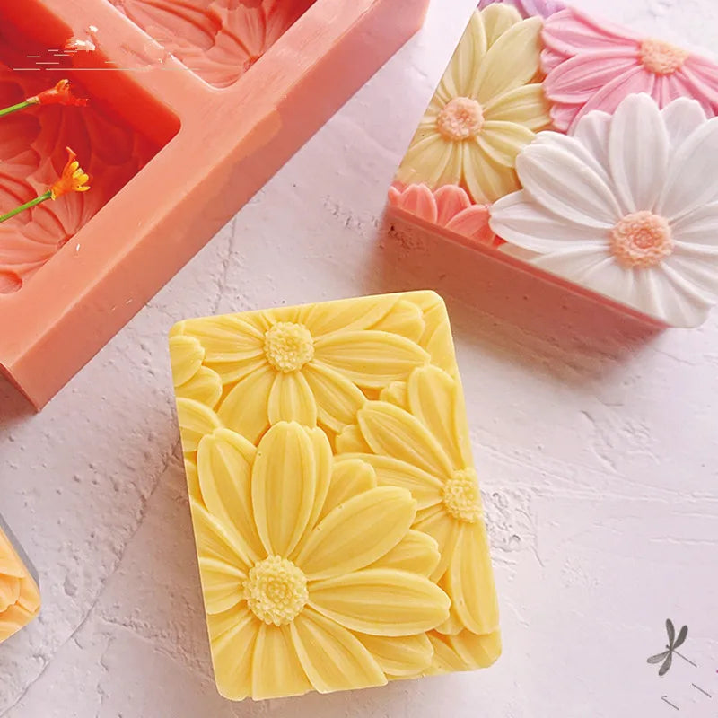 Elegant Sunflower Soap Mold 3D Rectangler