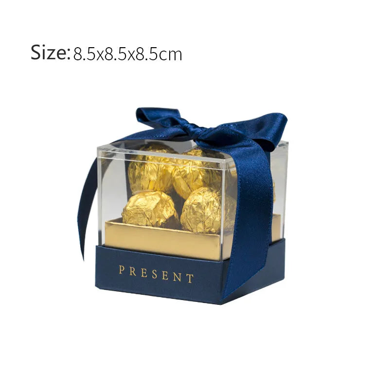 Caja de Regalo de Acrílico con Cinta Transparente.