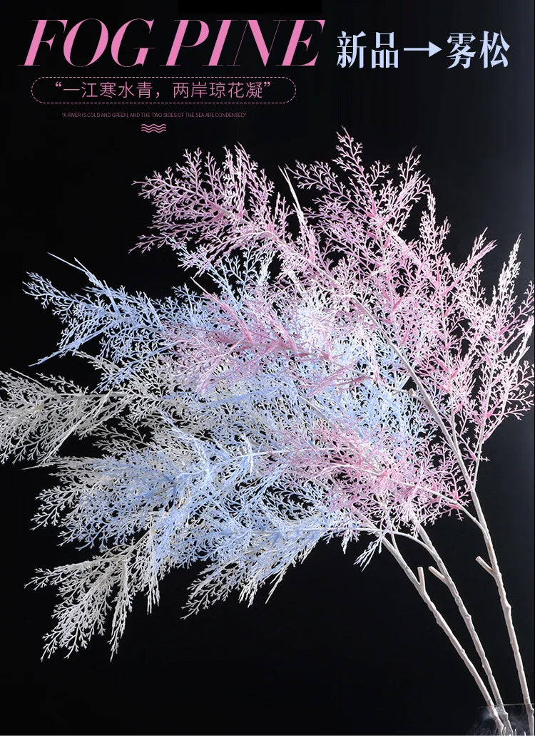 Fiore artificiale di pino, erba di brina, materiale per fiori da matrimonio, 105 cm