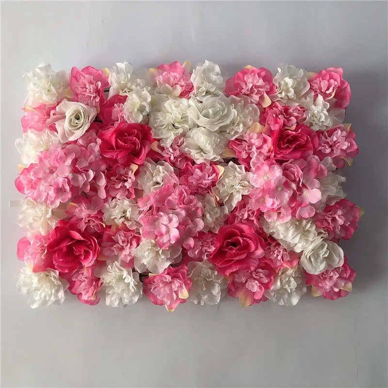 Sfondo decorativo per pareti con fiori artificiali di rose di seta rosa