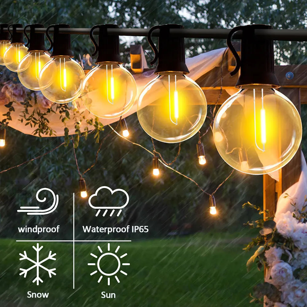 Luces navideñas para patio al aire libre, alimentadas por energía solar y USB, resistentes al agua.