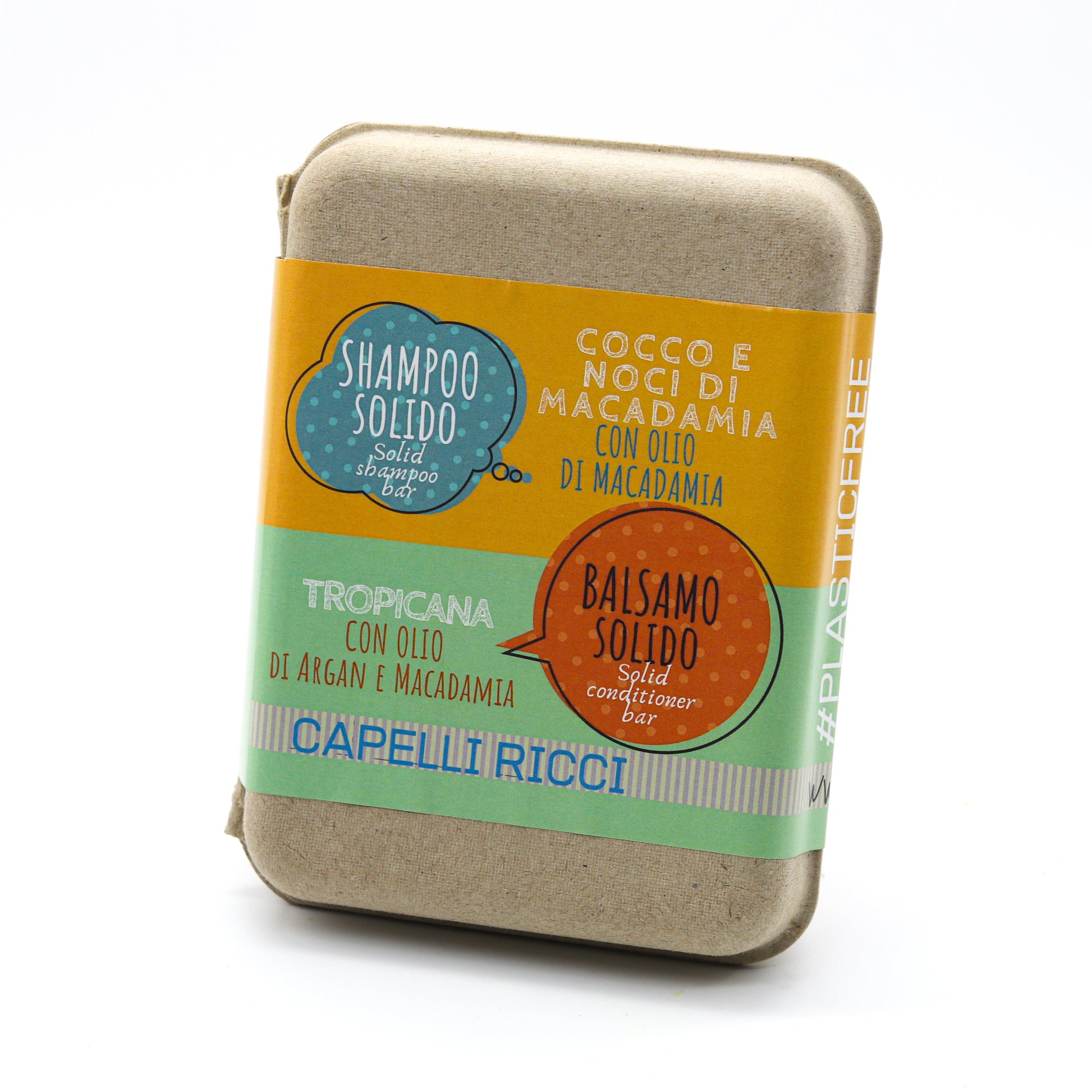 CONFEZIONE COMBO SHAMPOO E BALSAMO SOLIDI PER CAPELLI RICCI