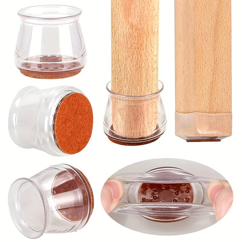 Gambe per sedie con tappetini trasparenti, silenziose e resistenti all'usura, custodia protettiva