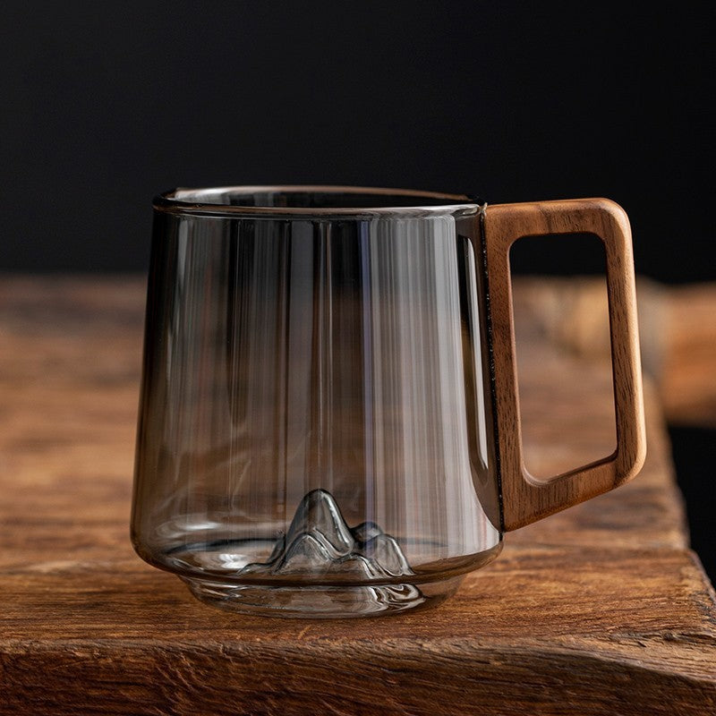 Glass Wooden Handle Hot Mug - Made By Guanshan