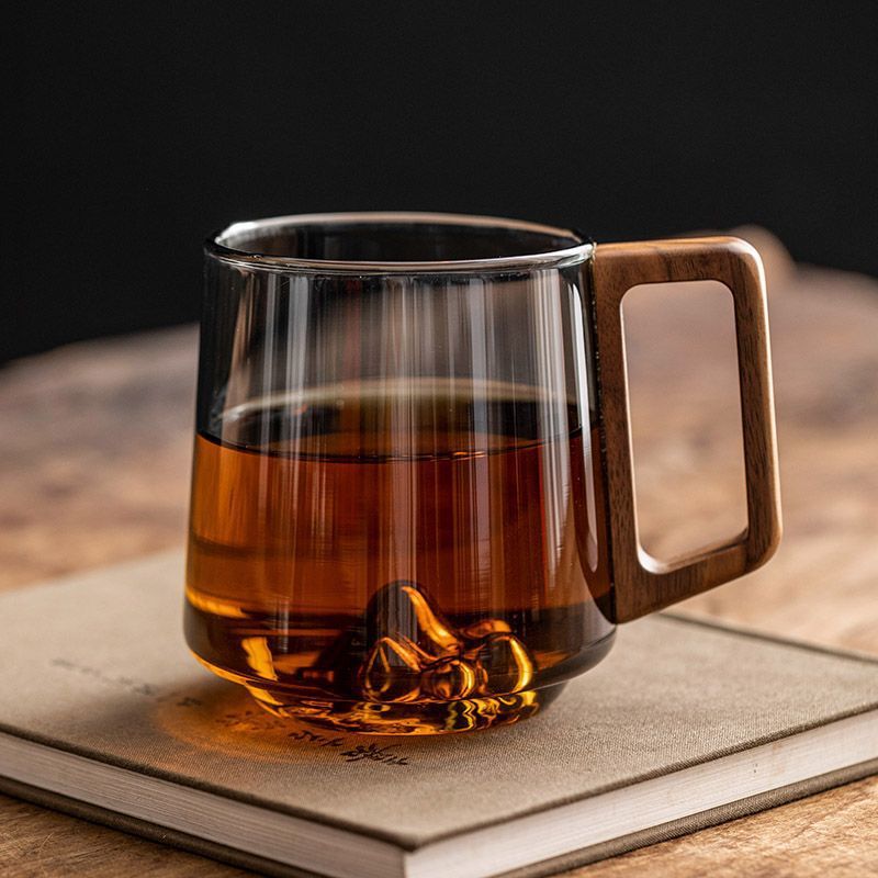 Glass Wooden Handle Hot Mug - Made By Guanshan
