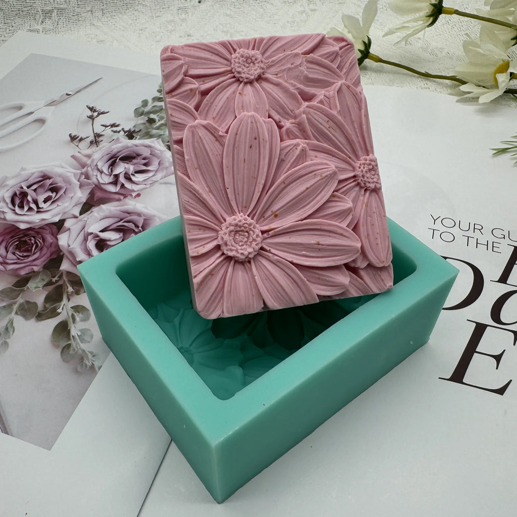 Elegant Sunflower Soap Mold 3D Rectangler