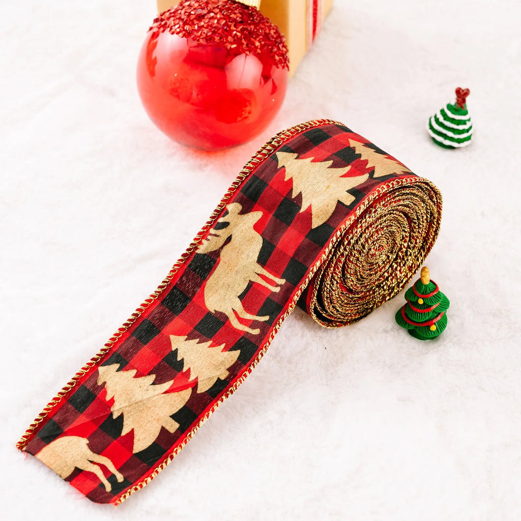 Christmas Fabric Ribbon Burlap Wreat Gift.