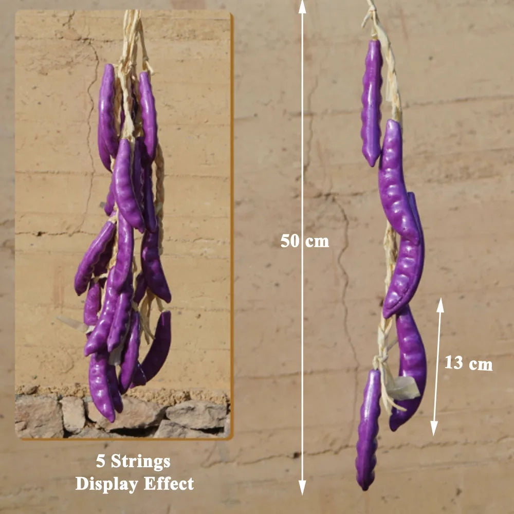 Künstliche Schnüre bilden verschiedene Gemüse- und Obstsorten nach.