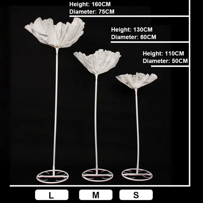 Grandi fiori artificiali in schiuma con supporto per guinzaglio stradale, 50/60/75 cm