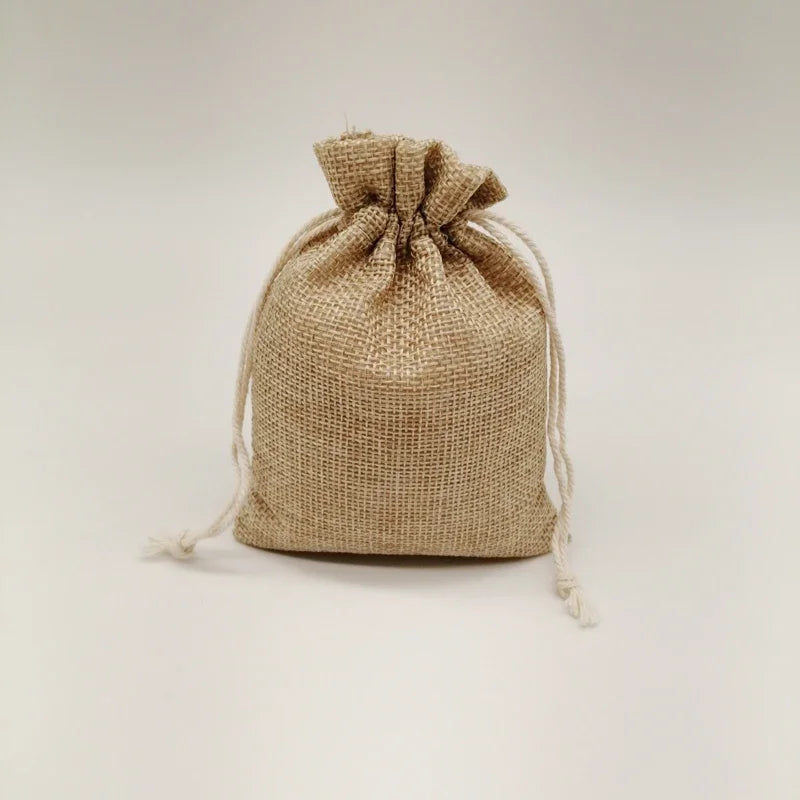 Natural Linen Burlap Bag Jute Gift Bag Drawstring Gift Bags.