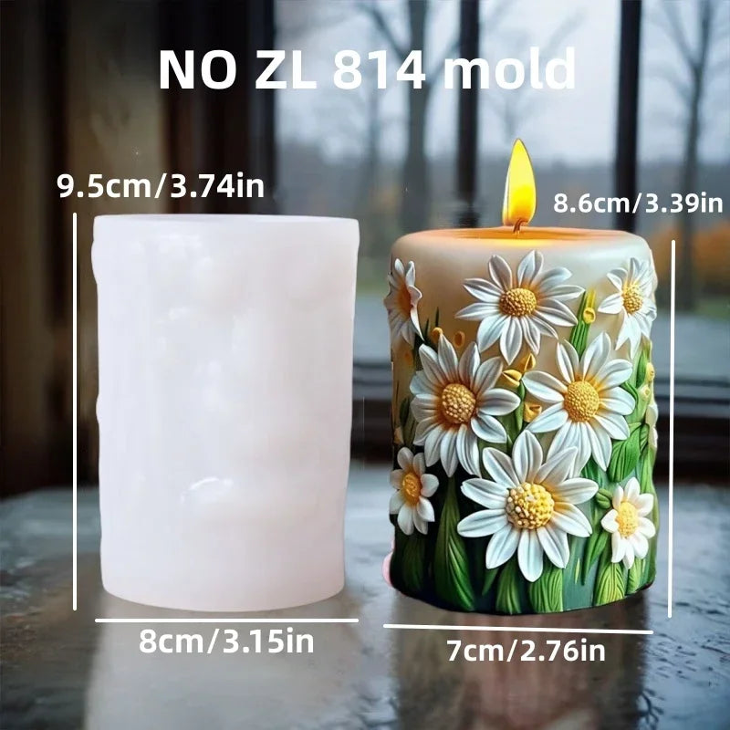 Silicone Mold Flower Lavender Gypsum Cylindrical Candle Making