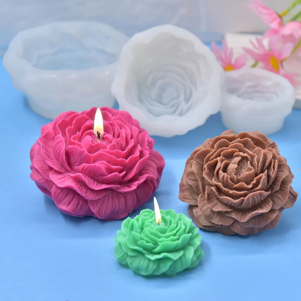 Peony Candle Silicone Mold Size: 9.6*4.5cm