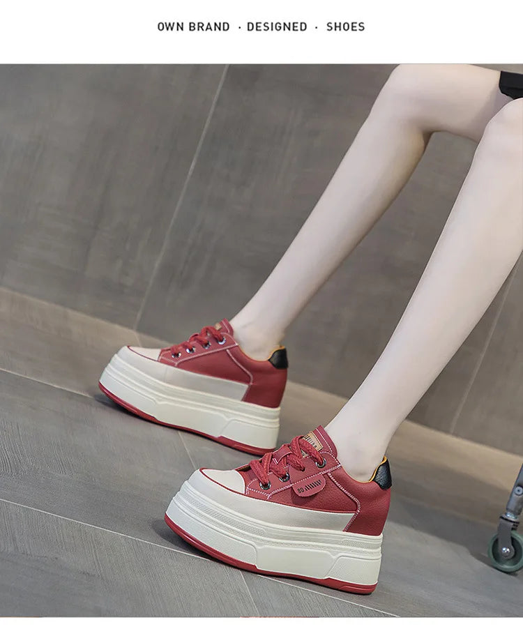 Fujin platform sneakers for women Genuine Leather