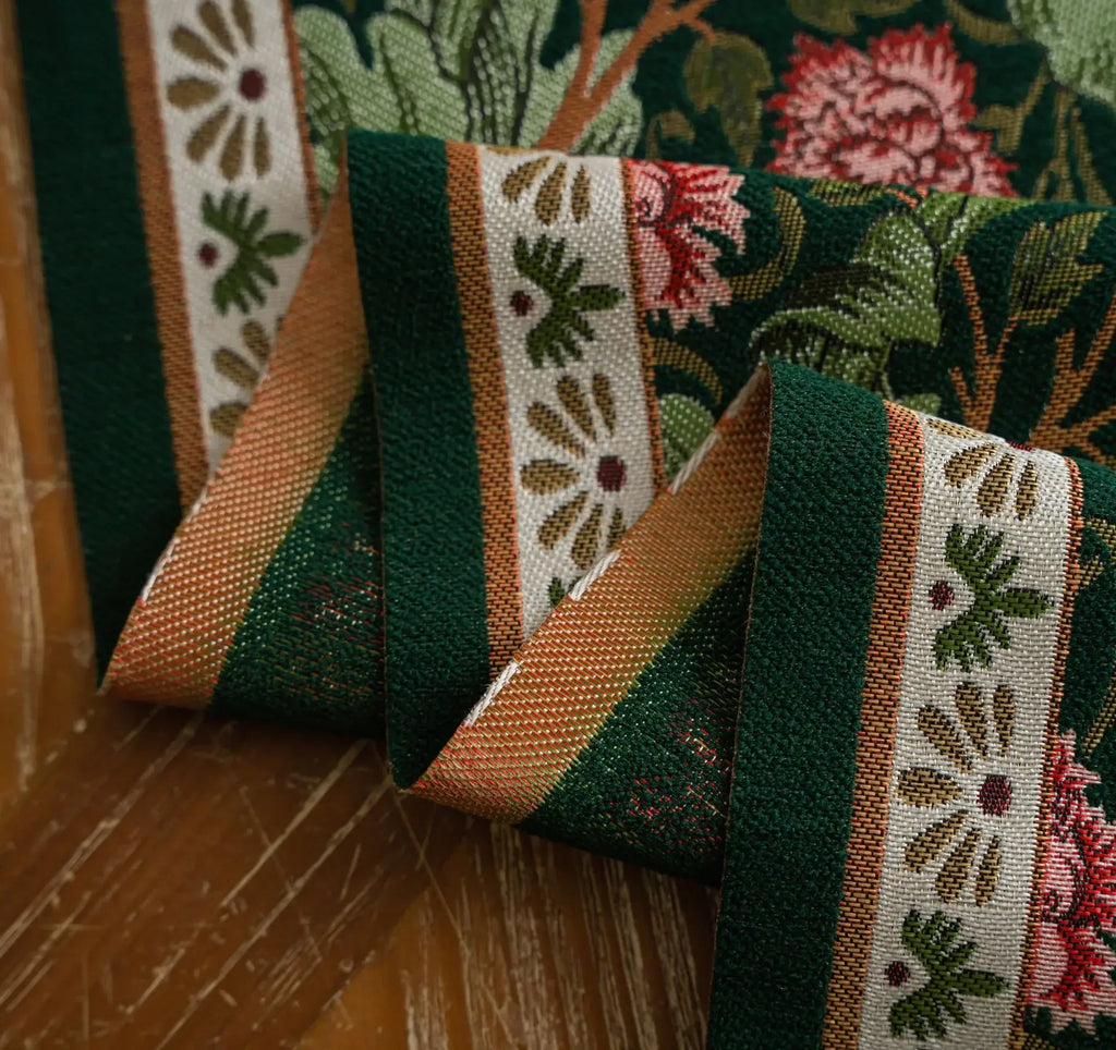 Plant Flower Table Runner with Tassels Jacquard Living Room