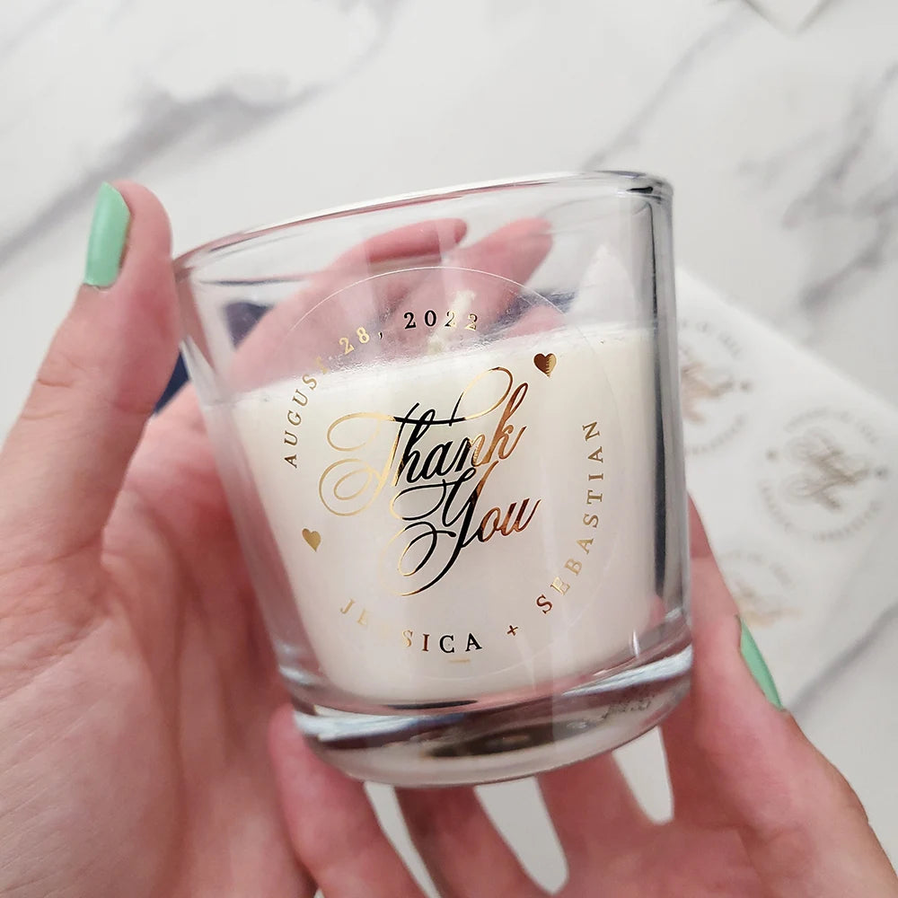 Gold Foil Clear Label Stickers Ideal For All Event Stationery.