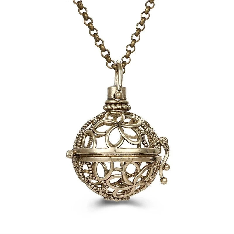 Collana con medaglione con campanellino musicale e chiamata a sfera degli angeli, collana vintage per la gravidanza.