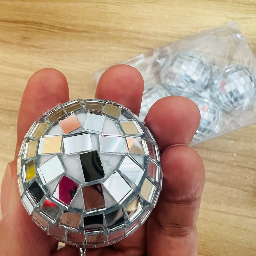 Palla da discoteca a specchio, decorazione per feste anni '70, riflettente, da appendere, 2-10 cm