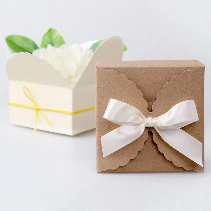 Wave Solid Kraft Paper Candy Box 10/20Pcs Wedding Favor Gift Box.