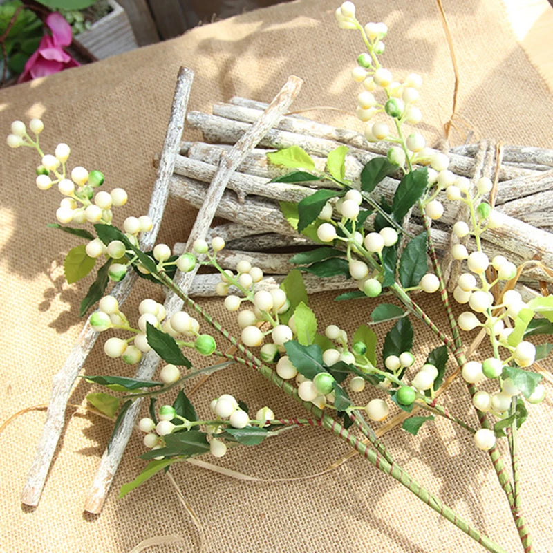 Ramo de flores artificiales, flores secas, decoración navideña para el hogar, bayas, 2025