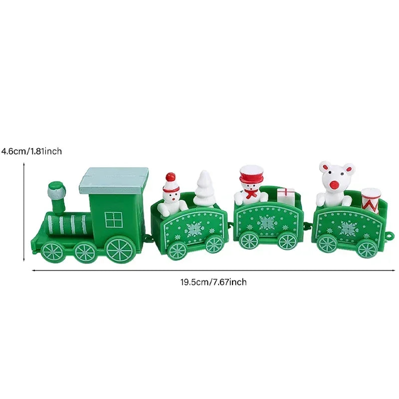 Wooden Train Christmas Ornaments Santa Cake Decoration