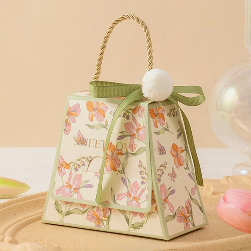 Bolsa de regalo de boda con flores de cartón, 10 unidades
