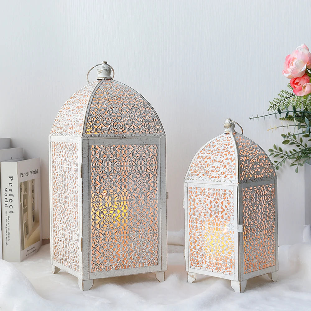 Metal Candle Holder Vintage Candle Lantern 2Pcs