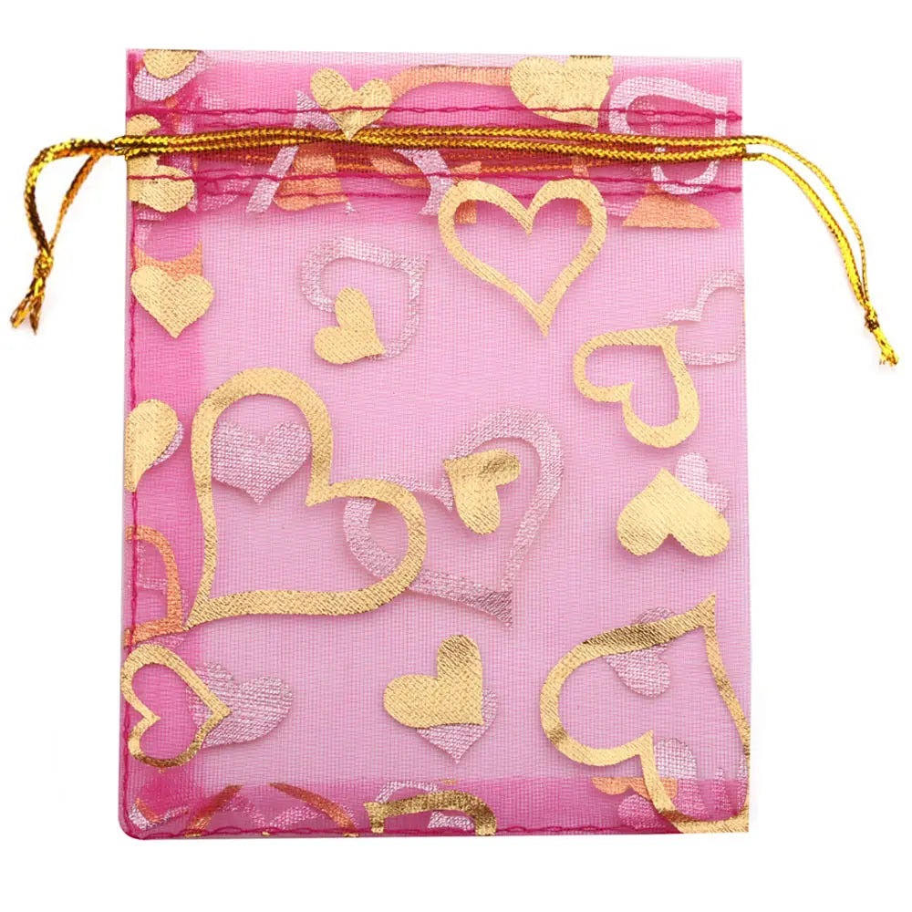 Love Heart Organza Pouches For Events 50pcs