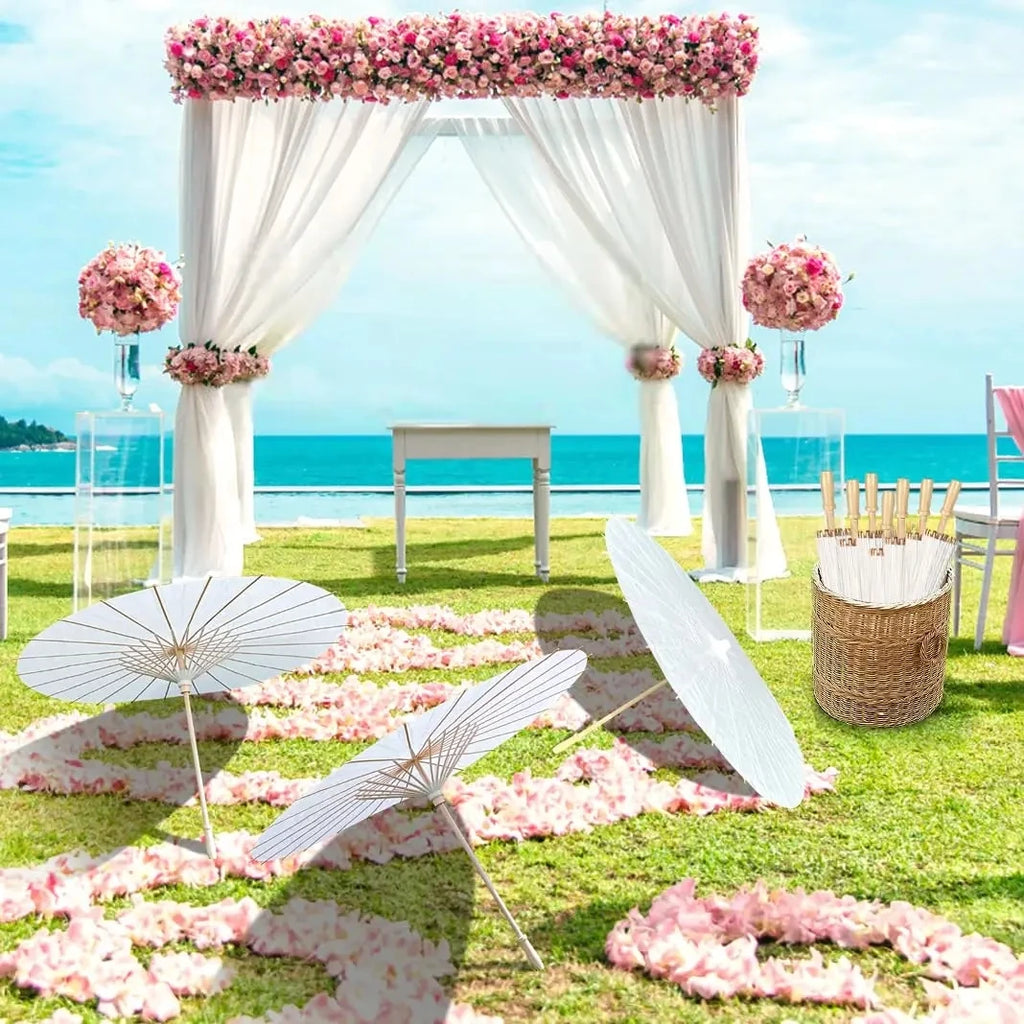 Ombrelloni di carta - 30-50 pezzi, 80 cm, bianchi, per decorazioni nuziali.