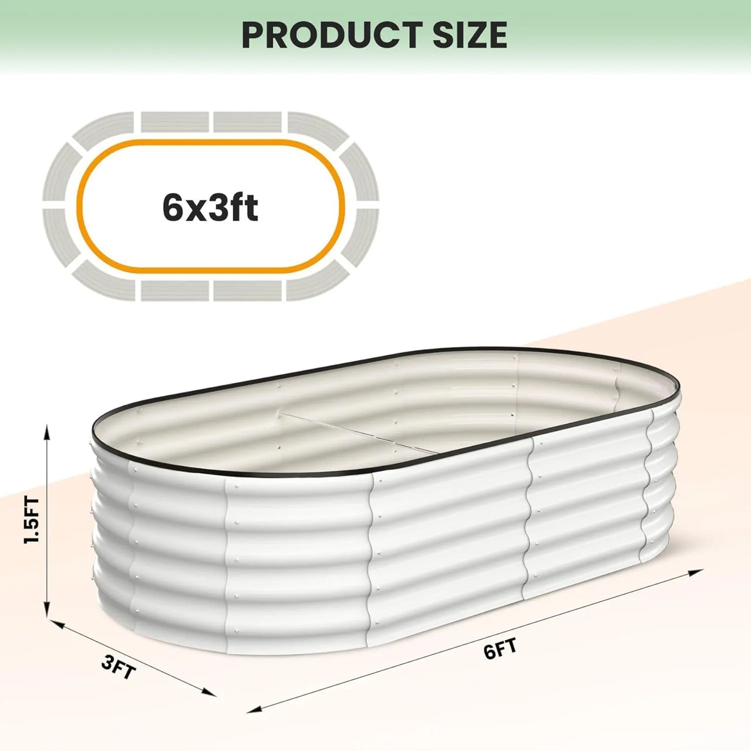 Oval Galvanized Raised Garden Bed Deep Root Planter Box.