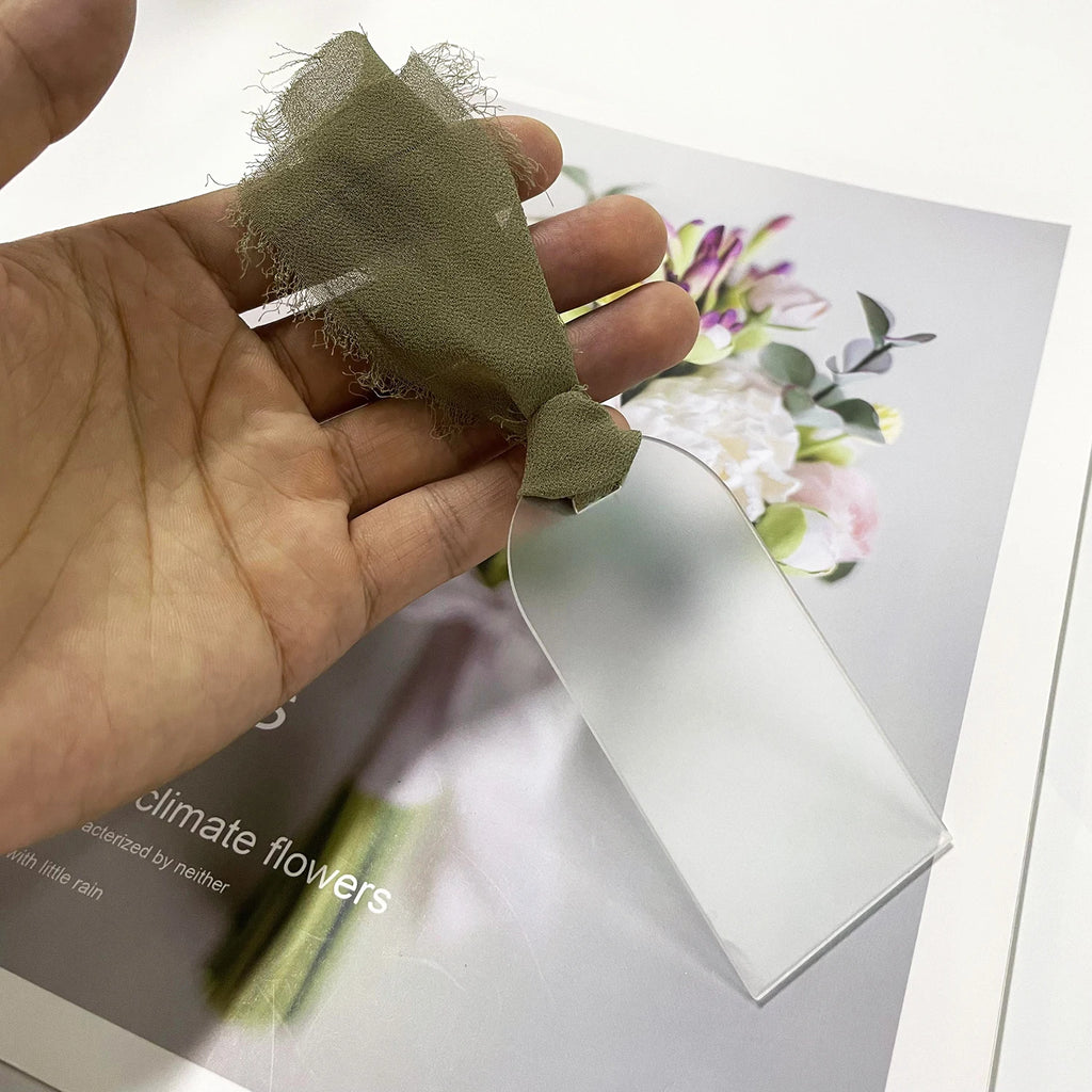 Tarjeta de lugar de boda de acrílico con arco de etiqueta de nombre de acrílico esmerilado, 10/20/50 piezas